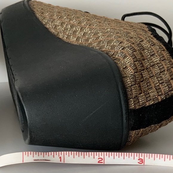 Steve Madden Wedge Sneaker - Gold Metallic Woven Weave - 8 - Picture 9 of 9